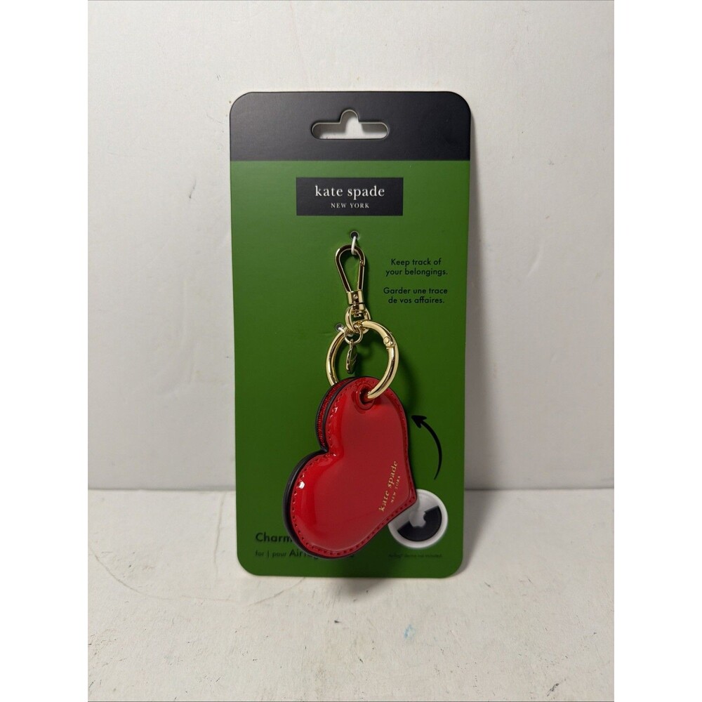 KATE SPADE HEART AIRTAG CASE KEY FOB BAG CHARM Brand New